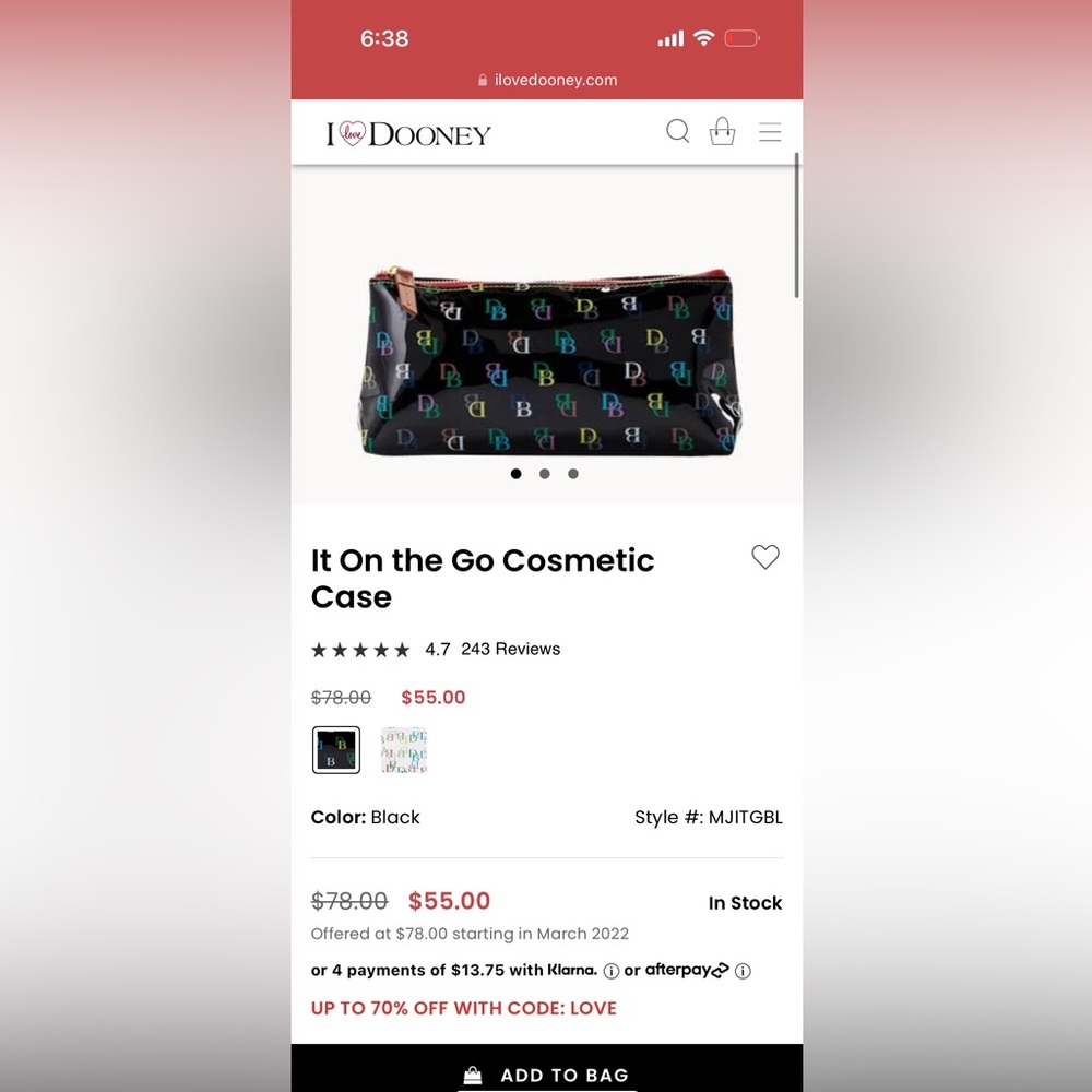 Dooney & Bourke It On the Go Cosmetic Case